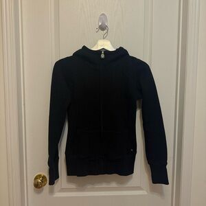 TNA Women Black Zip Up Hoodie with Pink Logo